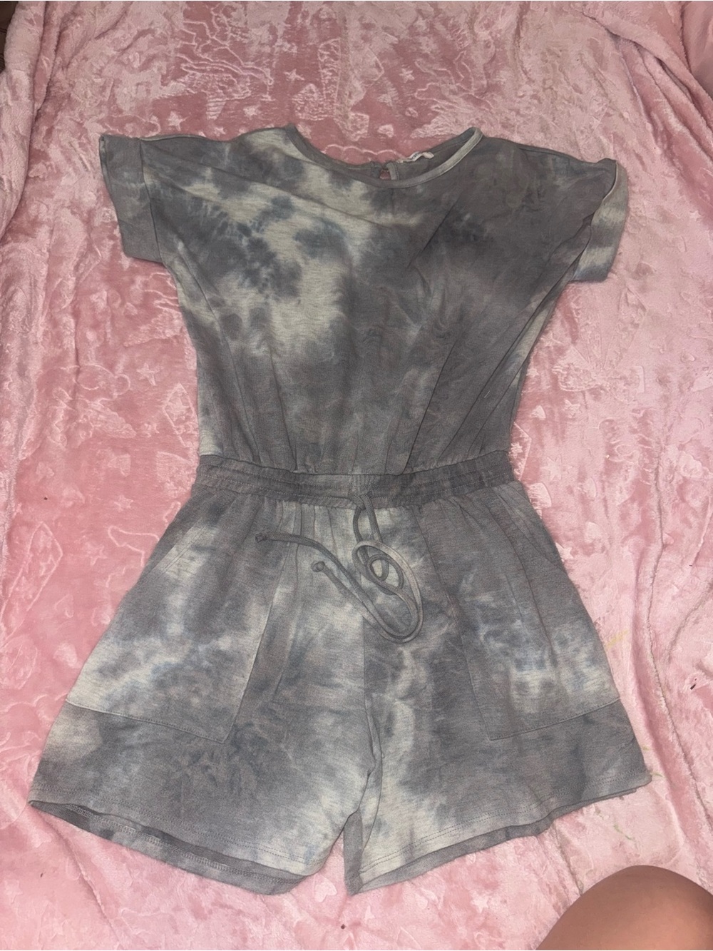 Cherish Gray Tie-Dye Short Sleeve Romper